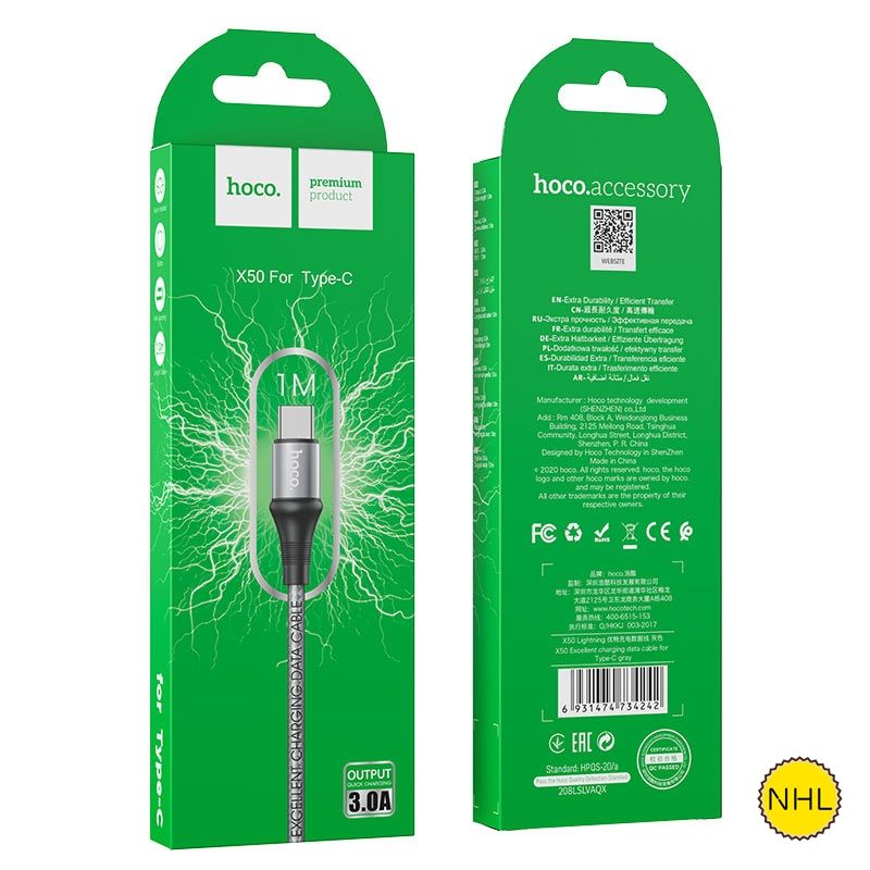 Dây Cáp Sạc Nhanh Typec Hoco X50