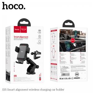 Giá đỡ điện thoại kiêm sạc không dây ô tô Hoco S35