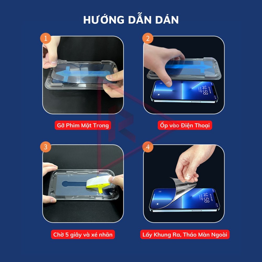 Kính cường lực iP khung dán tự động CL Tu Dan chính hãng bảo vệ màn hình