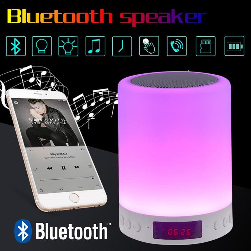 Loa Bluetooth Đèn Ngủ, Đèn Led Cảm Ứng Đổi Màu, Kèm Đồng Hồ Báo Thức S66