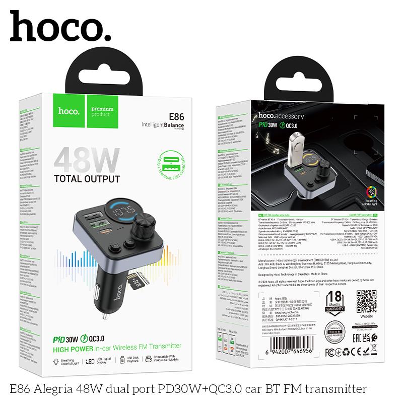 Tẩu Sạc Ô Tô Hoco FM BT E86 48w