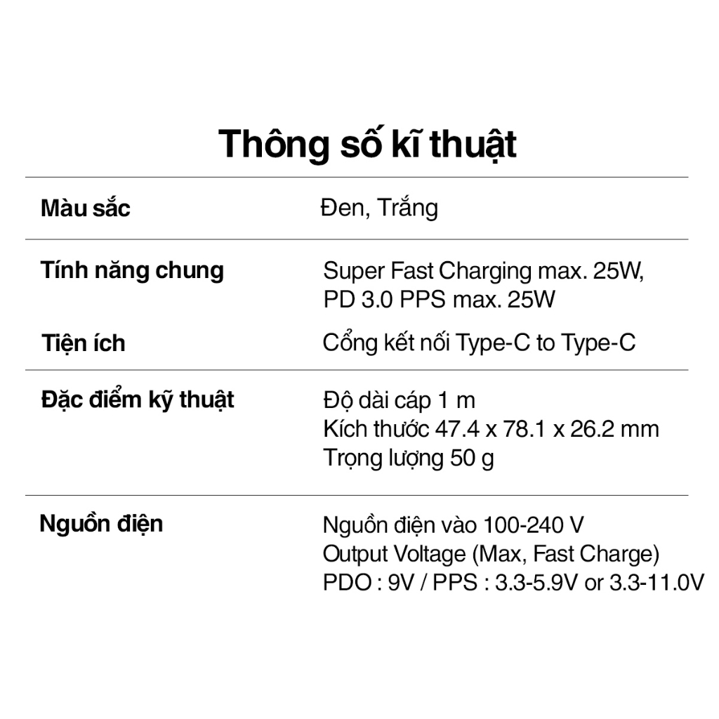 Sạc nhanh chính hãng MaxiTech Bo 25w SS