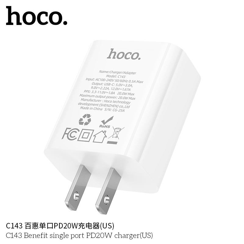 Củ sạc nhanh Hoco C143 20W Type-C chính hãng giá sỉ