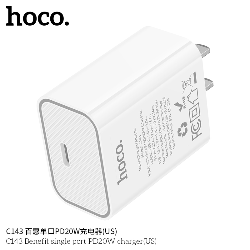Sạc nhanh Hoco C143 Type-C 20W giá tốt bán buôn