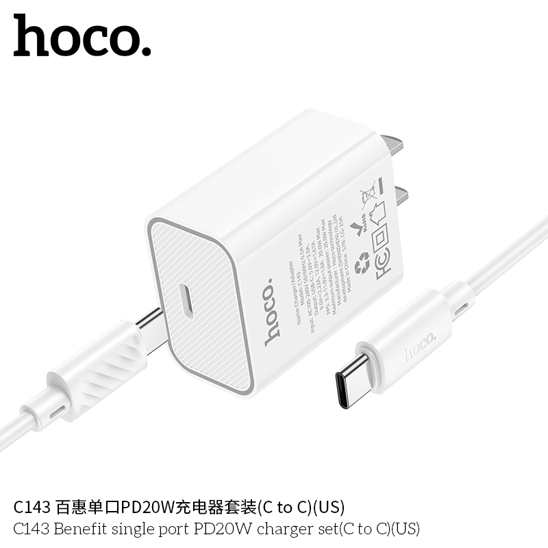 Bán buôn bộ sạc Hoco C143 Type-C hỗ trợ PD QC
