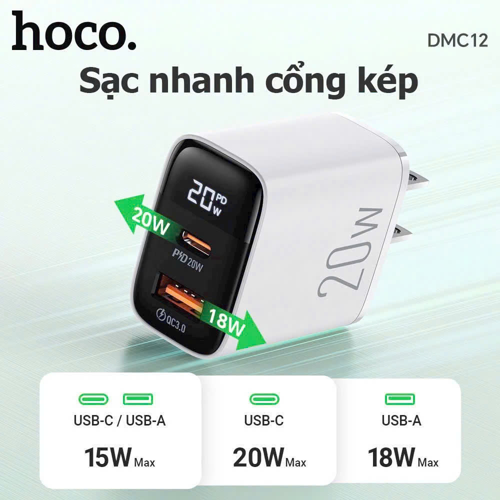 Củ Sạc Hoco DMC12 20w giá sỉ