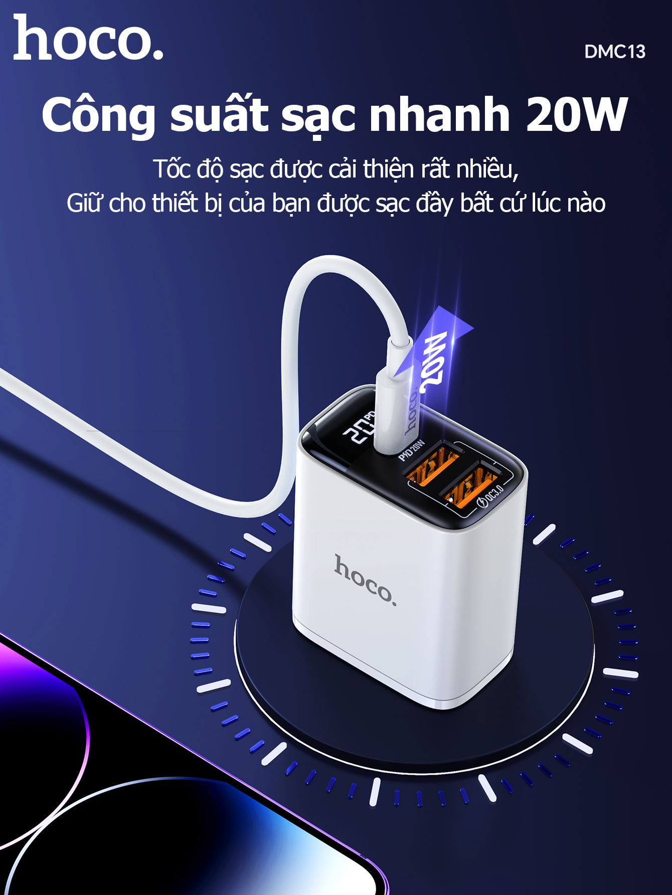 bán buôn Củ Sạc Hoco DMC13 20w