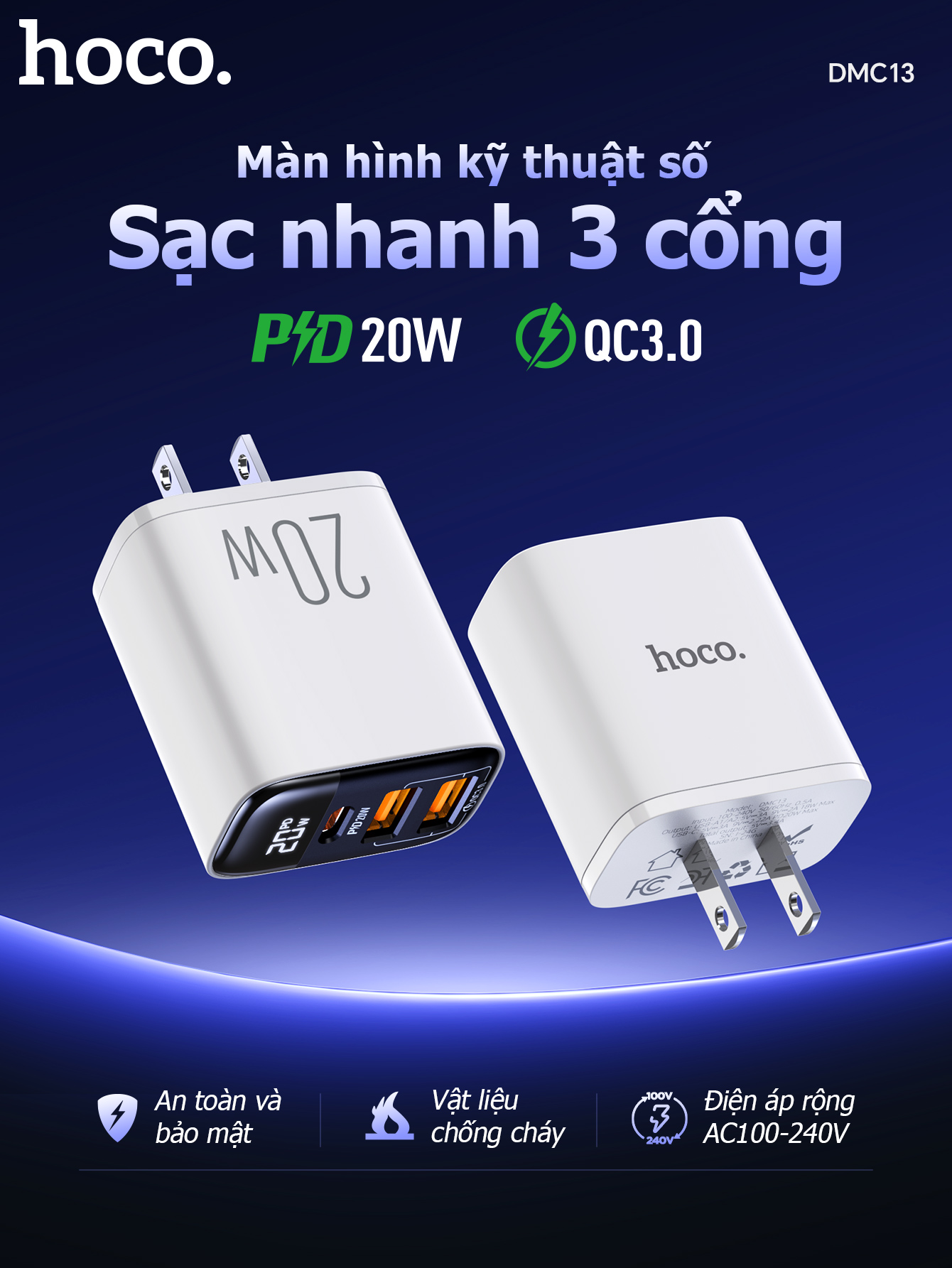 Củ Sạc Hoco DMC13 20w giá sỉ