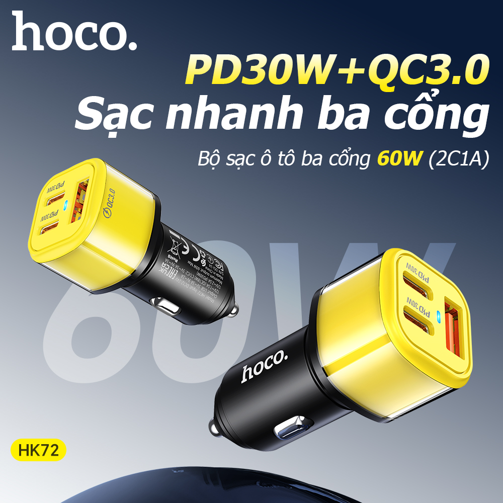 Tẩu Sạc Ô Tô Hoco HK72 60w