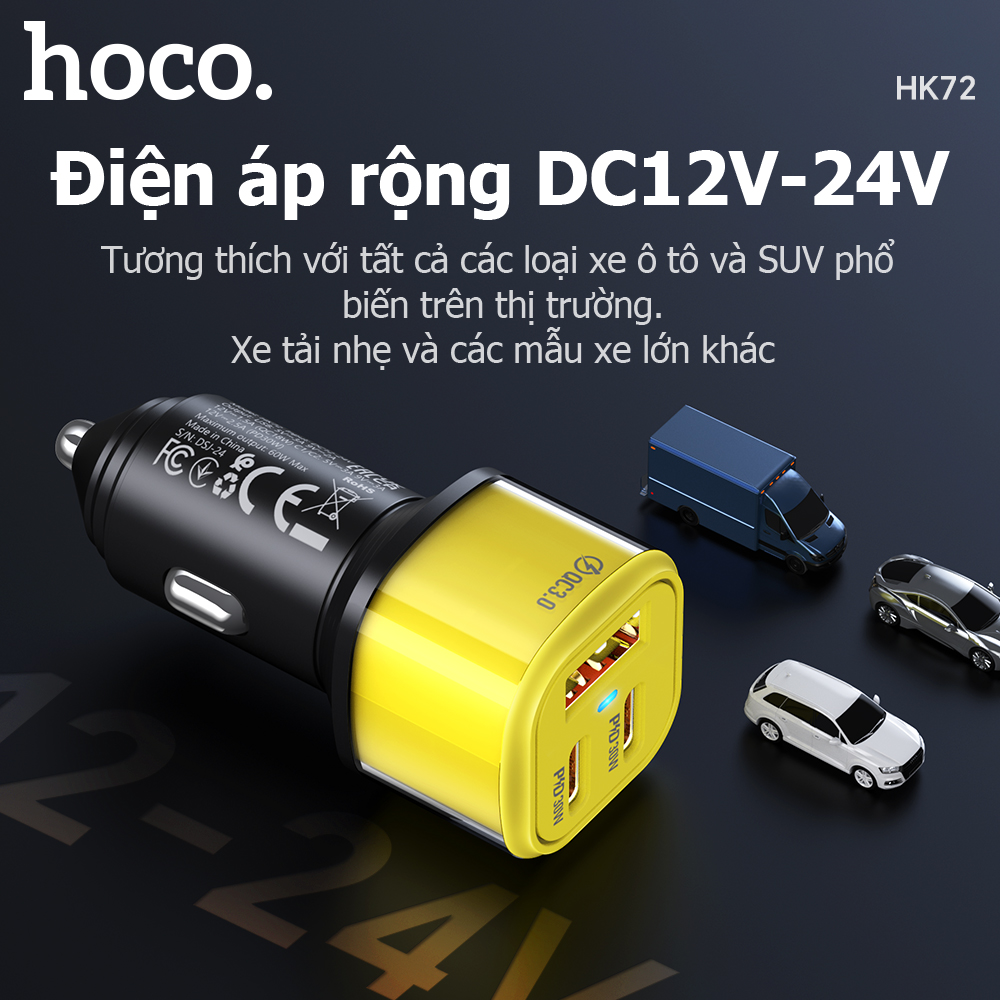 Tẩu Sạc Ô Tô Hoco HK72 60w giá tốt