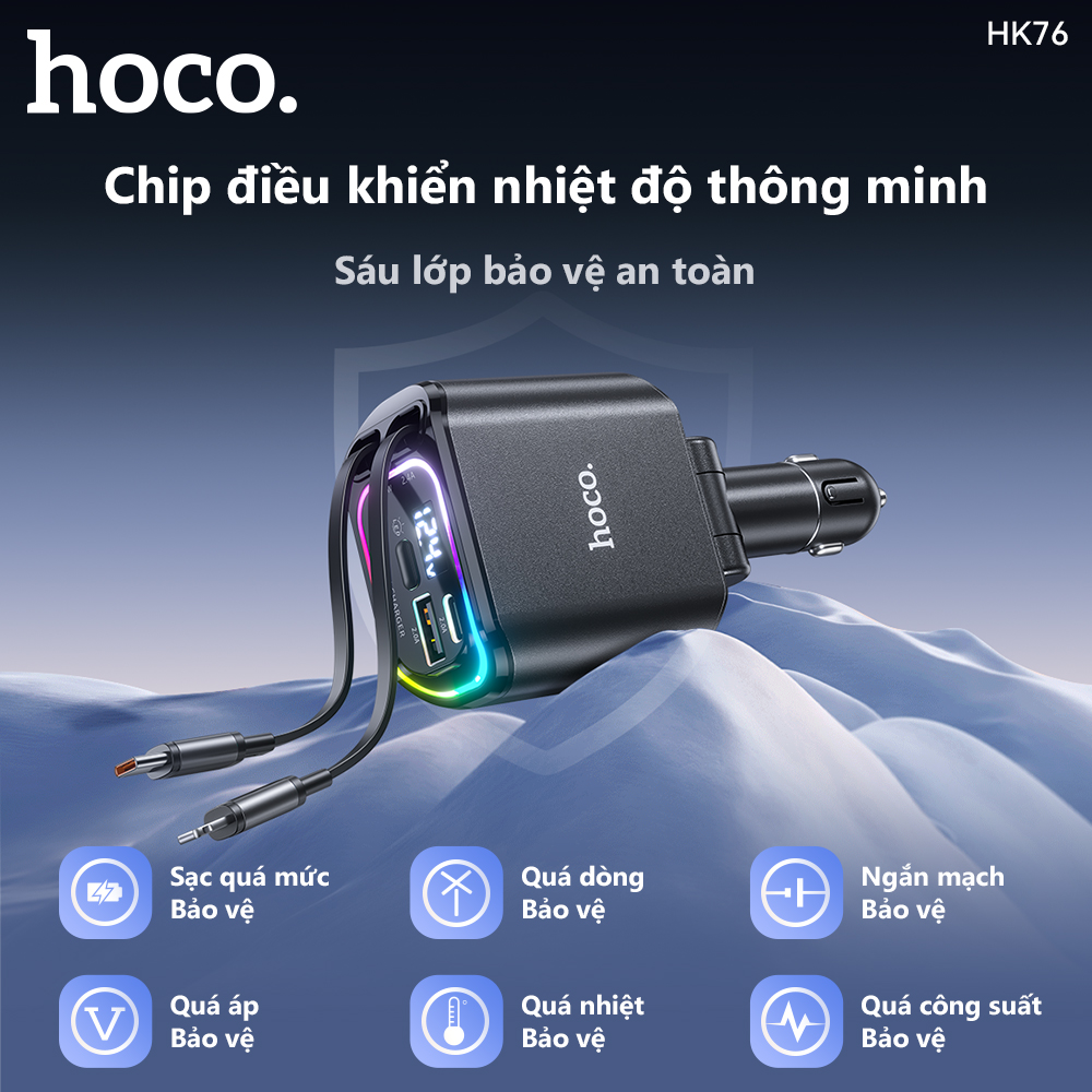 Tẩu Sạc Ô Tô Hoco HK76 4in1 80w