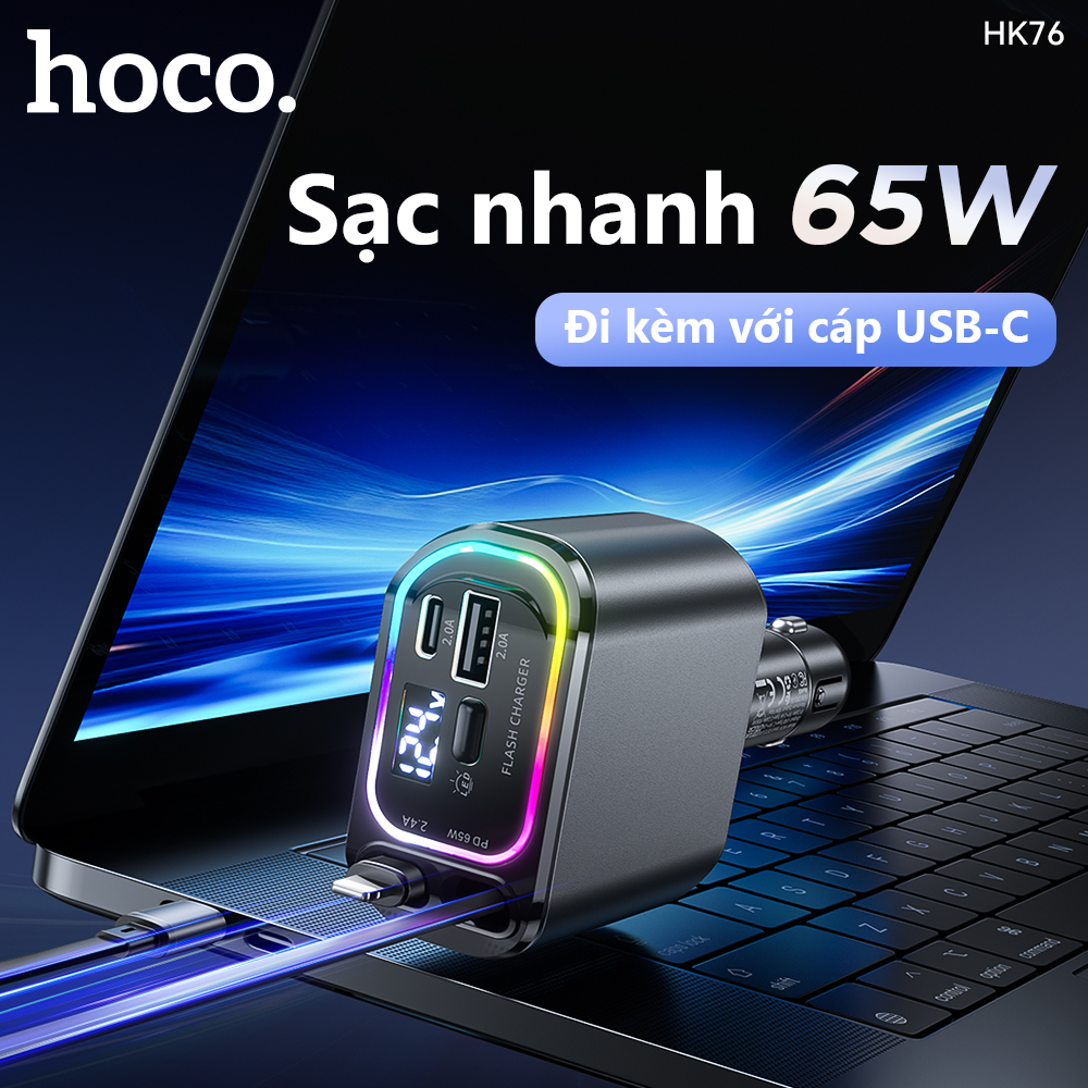 Tẩu Sạc Ô Tô Hoco HK76 4in1 80w