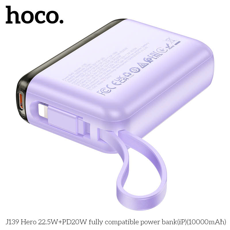 bán buôn Sạc Dự Phòng Hoco J139 kèm dây iP 10000mAh