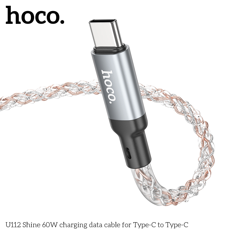 Dây sạc Type-C to Type-C Hoco U112 chính hãng, đầu hợp kim nhôm