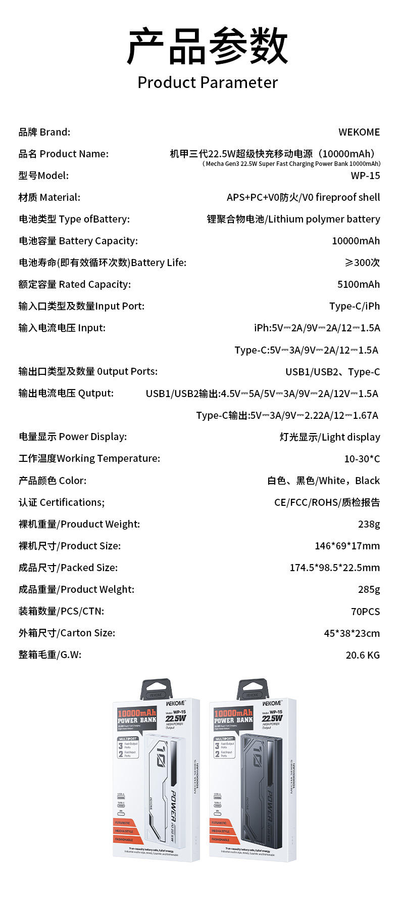 Sạc Dự Phòng Wekome WP-15 10000mAh giá sỉ