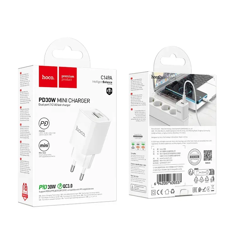 Củ Sạc PD30W+QC3.0 Hoco C149A Charm (EU)