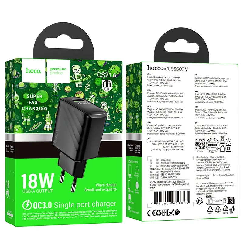 Củ Sạc QC3.0 Hoco CS21A Rich (EU)