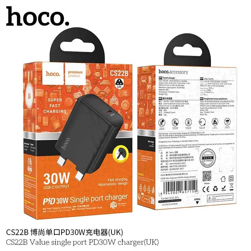 Củ Sạc PD30W Hoco CS22B Value (UK)