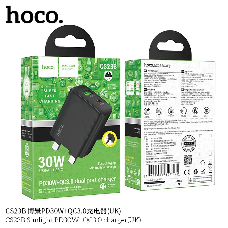 Củ Sạc PD30W+QC3.0 Hoco CS23B Sunlight (UK)