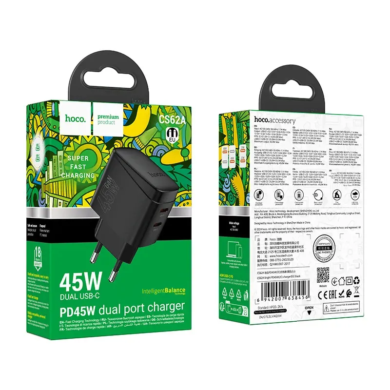 Củ Sạc PD45W Hoco CS62A Bright (EU)
