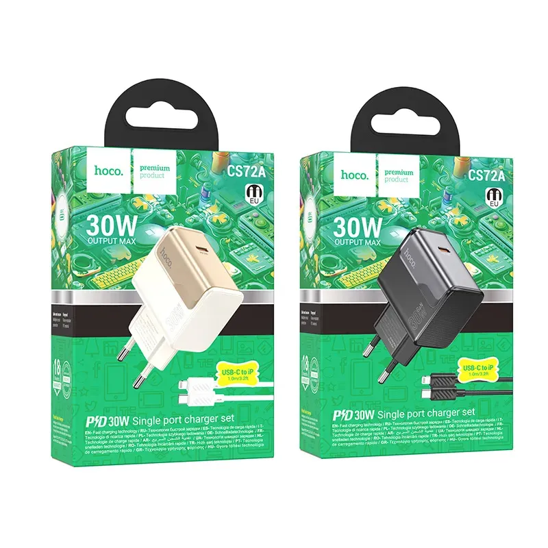 Bộ Sạc Kèm Dây C to iP Hoco CS72A Star Speed PD30W (EU)