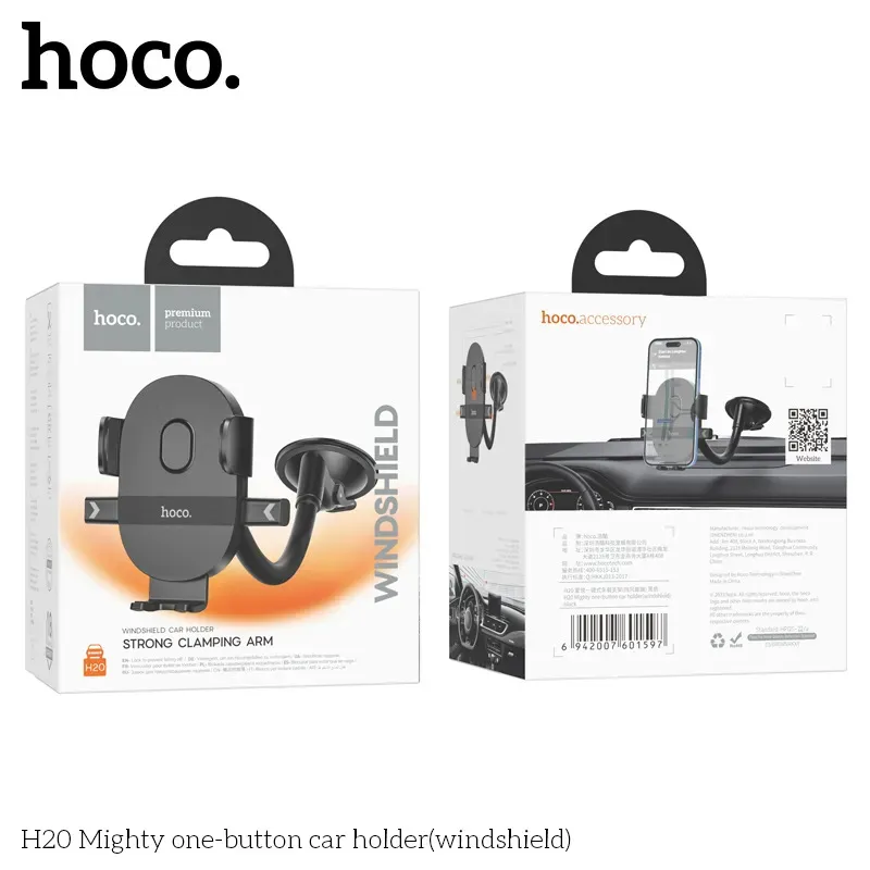 Giá Đỡ Ô Tô Hoco H20 Mighty One-button (Windshield)