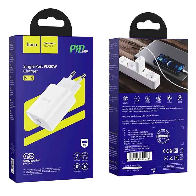 Củ Sạc PD20W Hoco N14 Smart Charging (EU)