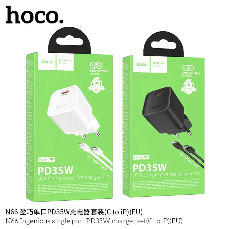 Bộ Sạc Kèm Dây C to iP Hoco N66 Ingenious PD35W (EU)