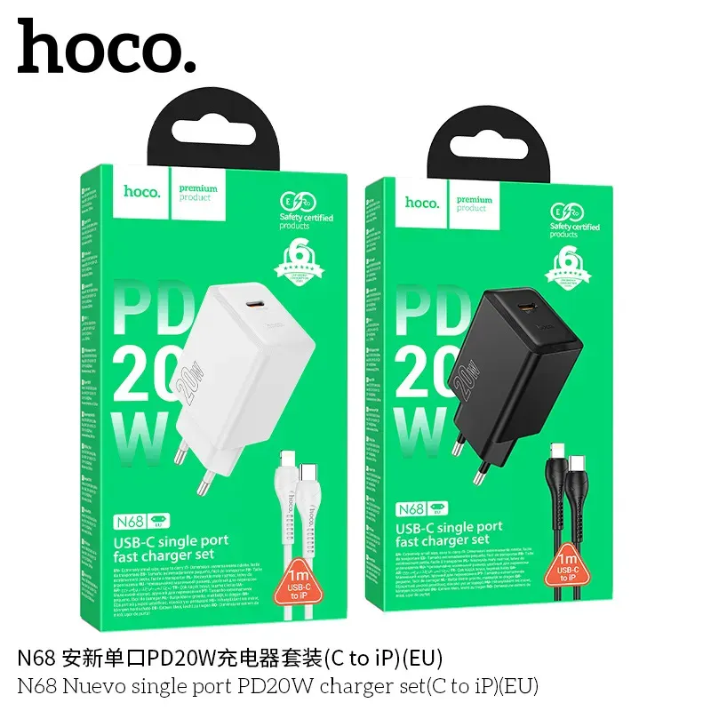 Bộ Sạc Kèm Dây C to iP Hoco N68 Nuevo PD20W (EU)
