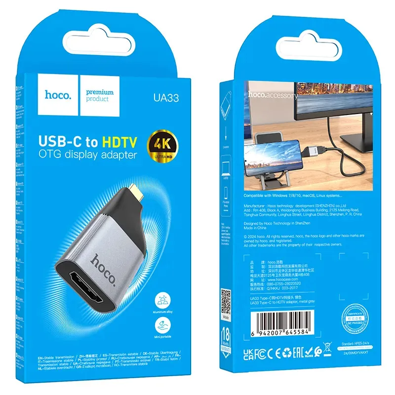 Bộ Chuyển Đổi Hoco UA33 Type-C to HDTV adapter