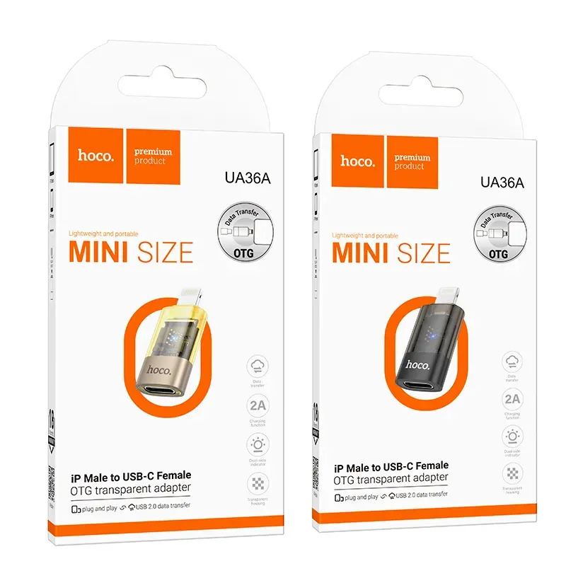 Bộ Chuyển Đổi Hoco UA36A iP male to C female OTG transparent adapter