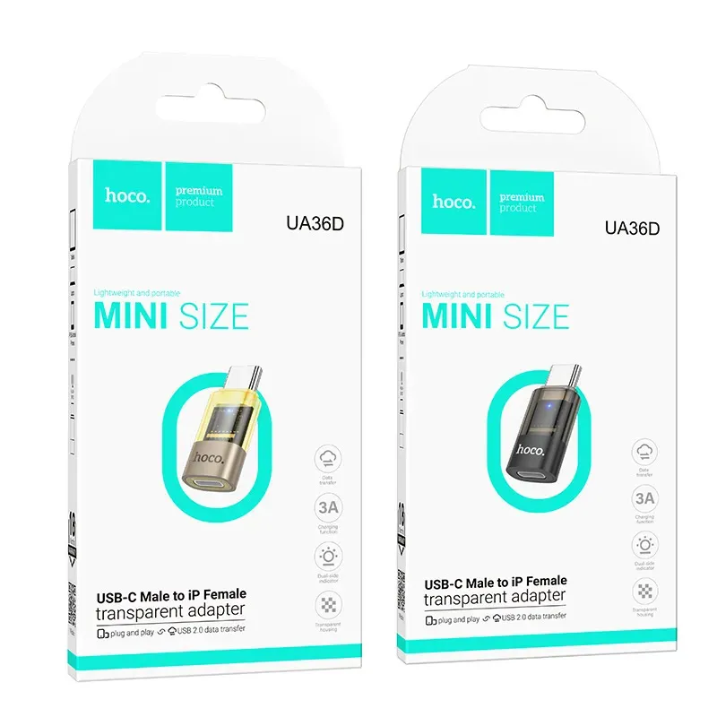 Bộ Chuyển Đổi Hoco UA36D C male to iP female transparent adapter
