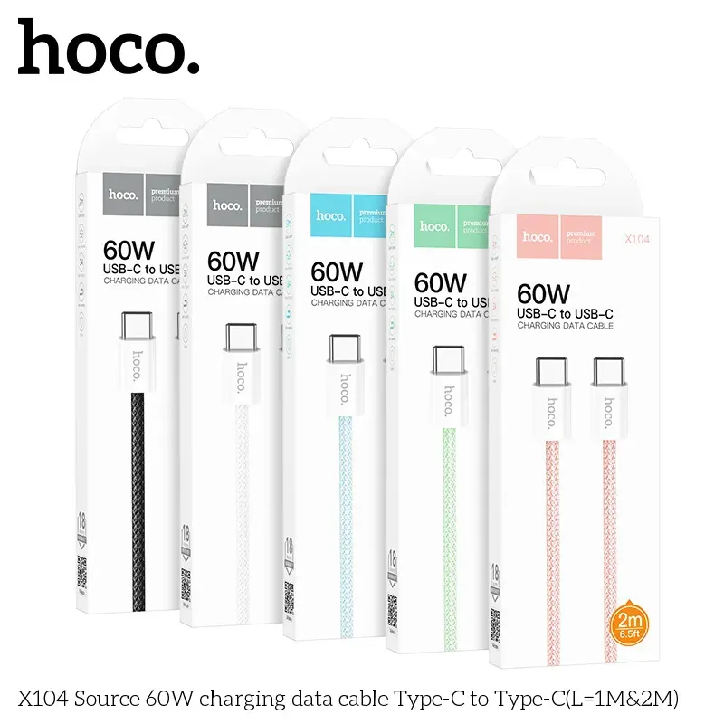 Cáp Sạc Type-C to Type-C Hoco X104 Source 60W L=1M