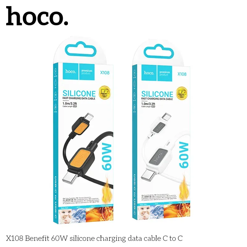 Cáp Sạc Type-C Hoco X108 Silicon Benefit 60W