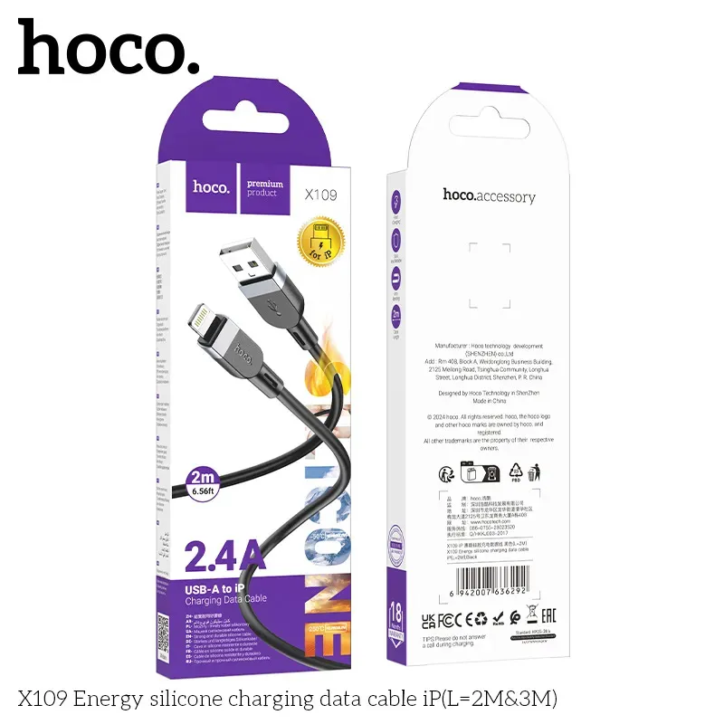 Cáp Sạc iP Hoco X109 Silicon Energy 2M