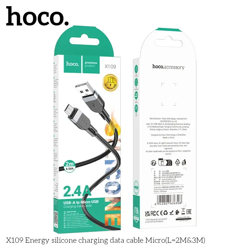 Cáp Sạc Micro Hoco X109 Silicon Energy 2M