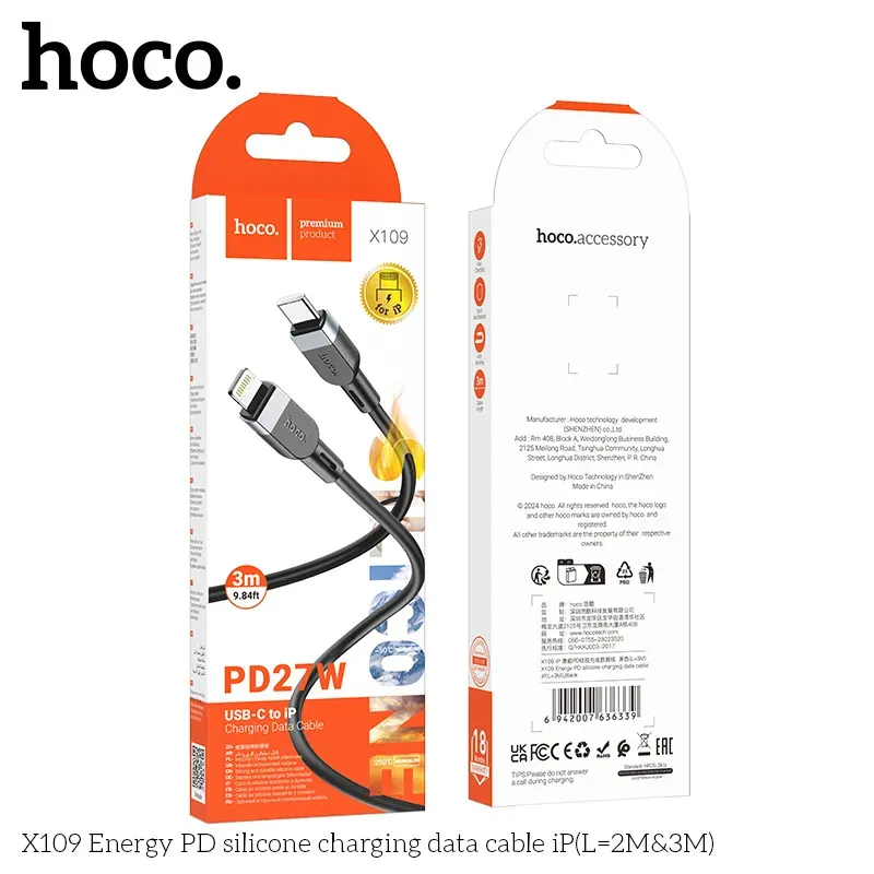 Cáp Sạc iP Hoco X109 Silicon Energy PD 3M
