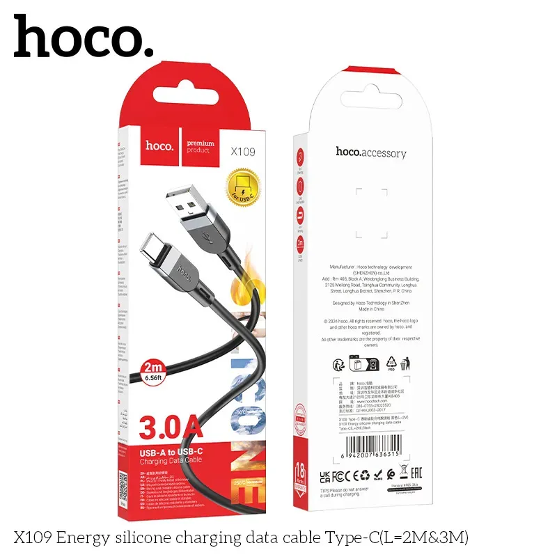 Cáp Sạc Type-C Hoco X109 Silicon Energy 2M