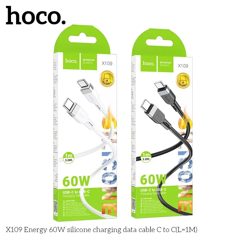 Cáp Sạc Type-C Hoco X109 Silicon Energy 60W 1M