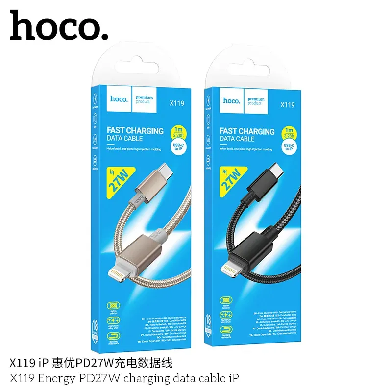 Cáp Sạc PD iP Hoco X119 Energy 27W Packaged