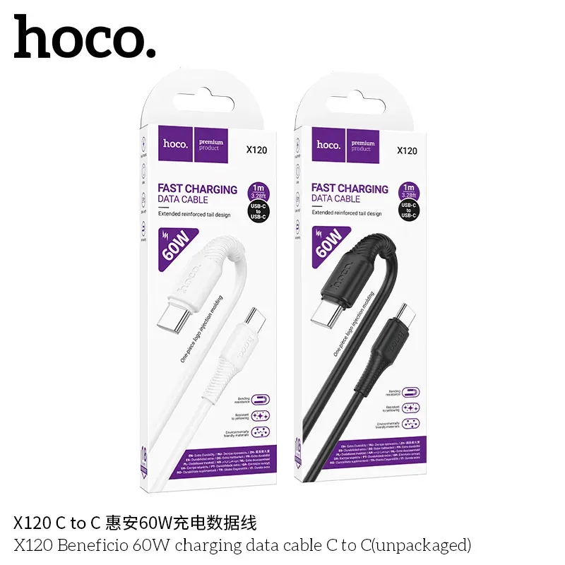 Cáp Sạc Type-C to Type-C Hoco X120 Beneficio 60W