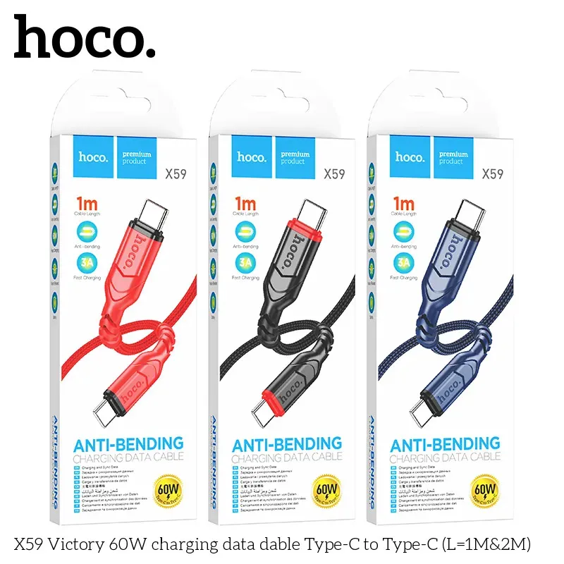 Cáp Sạc Type-C to Type-C Hoco X59 Victory 60W L=1M