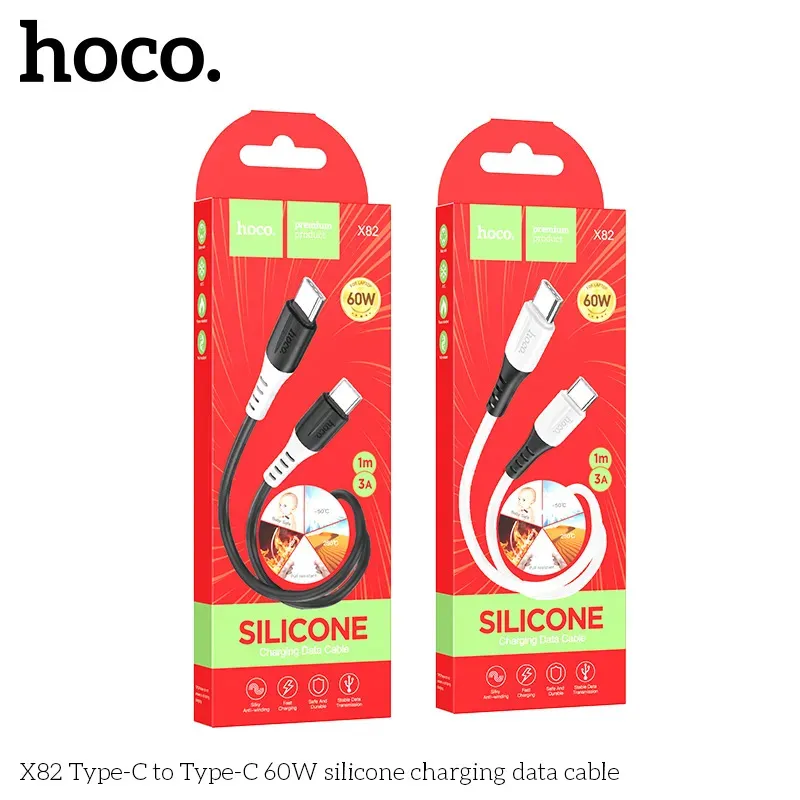 Cáp Sạc Type-C to Type-C Hoco X82 Silicon 60W
