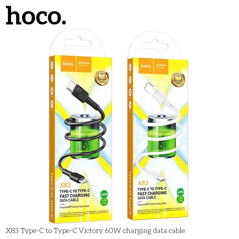 Cáp Sạc Type-C to Type-C Hoco X83 Victory 60W