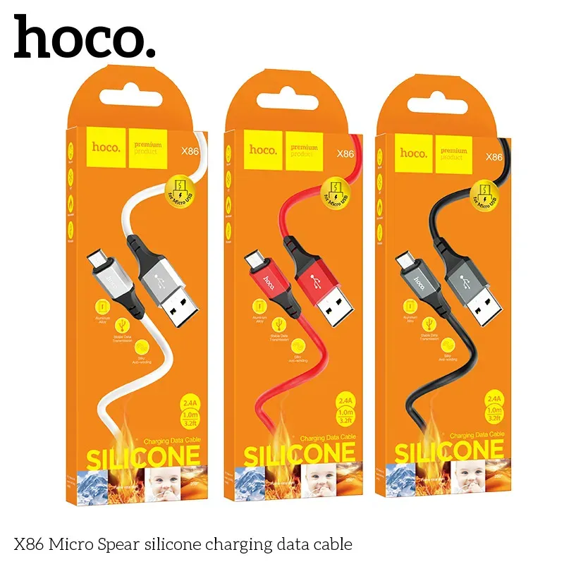 Cáp Sạc Micro Hoco X86 Silicon Spear