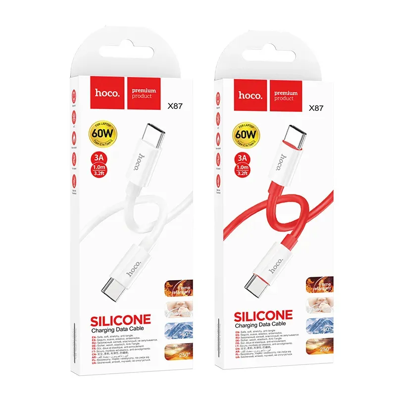 Cáp Sạc Type-C to Type-C Hoco X87 Silicon Magic 60W PD