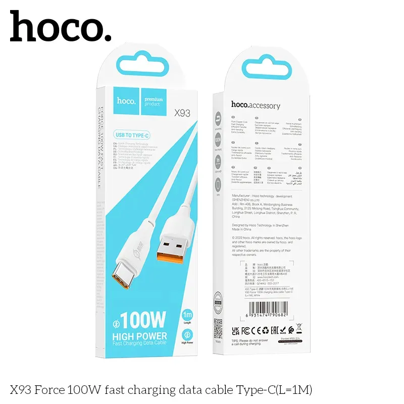 Cáp Sạc Type-C Hoco X93 Force 100W L=1M