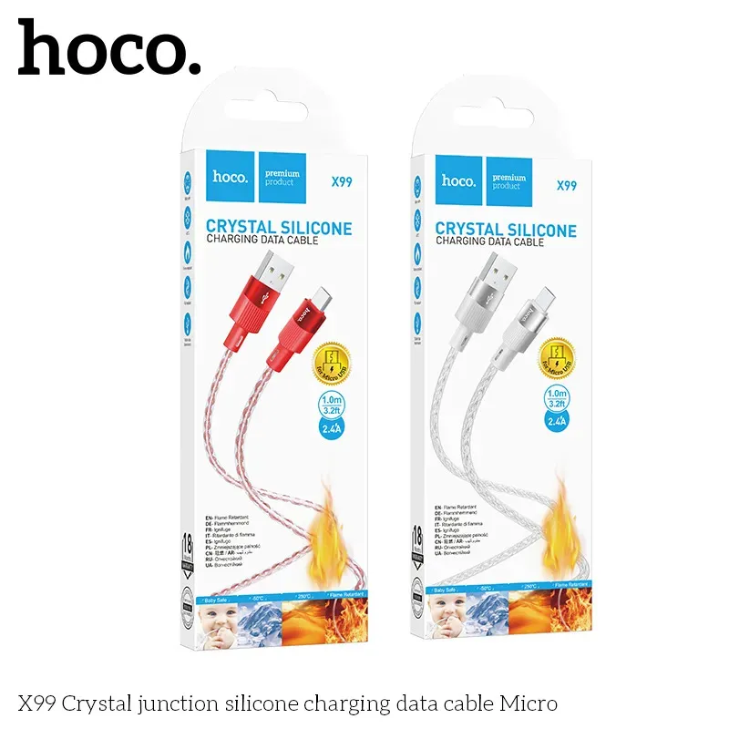 Cáp Sạc Micro Hoco X99 Silicon Crystal Junction