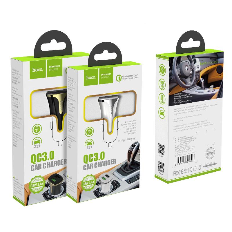 Tẩu sạc ô tô Hoco Z31 sạc nhanh hai cổng USB