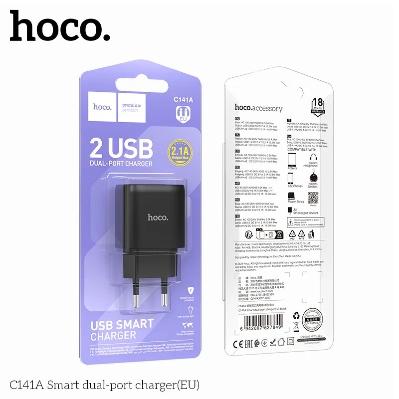 củ sạc hai cổng Hoco giá sỉ